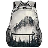 Mountain Forest Tree Foggy School Backpack for Girls Boys, Travel Backpack Lightweight Bookbag College Student School Bag Laptop Backpack Hiking Camping Daypack Bag 16 Inch