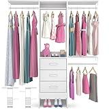 Besiost 4FT Small Closet System with 3 Fabric Drawers, 48'' Closet Organizer System With 3 Adjustable Shelves, Flexible Built-In Clothes Garment Rack for Small Space, 48" L x 13" W x 71" H, White