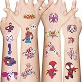 10 Sheets Spiderman Temporary Tattoos for Kids, Spiderman Birthday Party Favors, Cartoon Decoration Sticker Gifts for Girl Boys Home Activity Class Prizes Carnival Christmas Rewards (Spiderman)