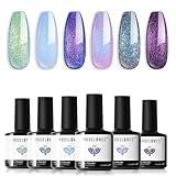 modelones Chameleon Gel Nail Polish Set- 6 Colors Winter Aurora Shimmer Glitter Gel Polish Kit Blue Green Purple Nail Gel Polish Thanksgiving Soak Off LED Nail Lamp Nail Art Gel Kit DIY Salon Gift