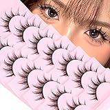 Manga Lashes Natural Look False Eyelashes Anime Lashes Mink Wispy Fluffy Spiky 3D Volume Eyelashes Pack Korean Japanese Asian Cosplay Fake Eyelashes Look Like Individual Cluster 7 Pairs by EYDEVRO