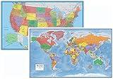 24x36 World and USA Classic Premier 3D Two Wall Map Set (Laminated)