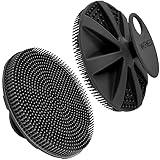 INNERNEED Food-Grade Soft Silicone Body Scrubber Shower Brush Handheld Cleansing Skin Brush, Gentle Exfoliating and Lather Well (Black)