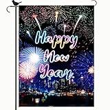 Happy New Year Garden Flag Decor 12x18 Double Sided, New Years Eve Party Supplies 2025, Happy New Year Decorations Celebrate New Year Count Down Yard Sign, Winter Holiday Party Outdoor Decorations