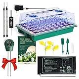 GROWFRIEND Upgraded Seed Starter Tray with Grow Lights and Heat Mat, 3-in-1 Soil Meter, & Sticky Gnat Traps, 40-Cell Seed Growing Tray, Germination & Plant Propagation Station for Indoor Plants