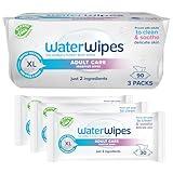 WaterWipes Adult Care Sensitive Body & Intimate Hygiene Wipes, 90 Wipes (3 Packs), Extra Large Textured, 99.9% Water-Based, For Everyday Personal Uses