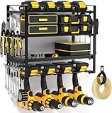 POKIPO Power Tool Organizer Wall Mount, Heavy Duty Drill Holder, Garage Tool Organizer and Storage, Suitable Tool Rack for Tool Room, Workshop, Garage, Utility Storage Rack for Cordless Drill