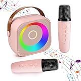 Mini Karaoke Machine, Karaoke Machine for Kids Adults Portable Bluetooth Karaoke Speaker with 2 Wireless Microphones and Party Lights for Home Class Outdoor Party