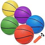 Mini Basketball Set - 5 Pack 6" Small Balls with Pump, Over The Door Mini Hoop Replacements, Toy for Toddlers, Kids, Teenagers, Pool, Indoors, Outdoors