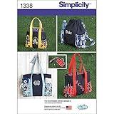 Simplicity 1338 Tote Bag, Backpack, and Coin Purse Sewing Pattern, One Size