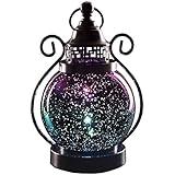 Valery Madelyn Lanterns Decorative Indoor Color Changing, Hanging Halloween Lantern Decor for Home Moroccan Lamp Gothic Home Christmas Decor Mercury Glass Sphere Globe Light, 2 Timer Modes 10.5 inch