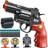 JOCOUNY Toy Gun Soft Bullet Pistol Foam Blaster, Shooting Game Education Realistic Revolver Model Fake Guns, a Surprise Gift for Boys Teens Birthday Christmas (Black)