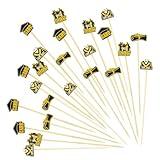 120Pcs Graduation Cocktail Picks,4.7inch Bachelor Hat Cocktail Toothpicks Bamboo Appetizers Food Picks for Graduation Party Supplies