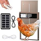 NyPots Automatic Chicken Coop Door Solar Powered, LCD Display Automatic Chicken Door with Timer & Light Sensor, Aluminum Alloy Chicken Door with Remote Control & 4 Modes Automatic Chicken Door Solar