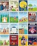 Literary Genres Posters Bulletin Board Set for Classroom Literature Reading Posters 16 Pcs Wall Art Print Teacher Educational Decorations for High Middle Elementary School Library Supplies