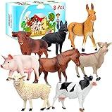 KECIABO Animal Figurines, Big Animal Toys, 8 Pcs Farm Animals Figurines Toys, Realistic Plastic Animals Playset, Educational Learning Toy Set for Kids Toddlers