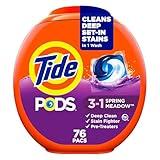 Tide PODS laundry detergent pacs, 3-in-1 Stain Remover, Odor Fighter, Color Protector, 76 Count, HE compatible, Spring Meadow Scent