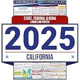 2025 California State and Federal Labor Law Poster - English Version- OSHA Workplace Compliant - Mandatory Regulations Posting for Employees - All in One Required Compliance Posting 16" x 40" Laminated (English)