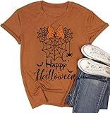 Magical Halloween Shirts for Women Ghosts Pumpkins Spiders T-Shirt Halloween Party Funny Spider Web Graphic Tee Tops
