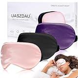 Eye Mask for Sleeping,3 Pack Silk Sleep Masks for Women Men-Blindfold for Travel on Airplane,100% Pure Silk Eye Mask for Sleep with Adjustable Strip