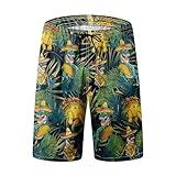 Mens Swim Trunks for Men, Tropical Leaf Dinosaurs Mens Board Shorts Swimwear Bathing Suit with Mesh Lining, Funny Hawaii Quick Dry Beach Shorts for Men Swimming Trunks, Medium