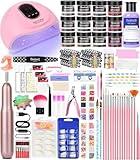 Acrylic Nail Art Kit-Nail Art Manicure Set Acrylic Powder Brush Glitter File French Tips U V Lamp Nail Art Decoration Tools Nail Drill kit for beginners with everything at home