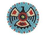 Seed Beads Beaded Rosette Medallion Patch Applique 2.5 inch Round (Blue Eagle)