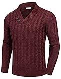 COOFANDY Men's Christmas Sweater Slim Fit Xmas Holiday Party Knitted Pullover Tops Burgundy