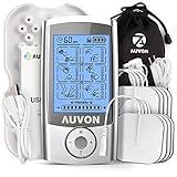 AUVON Rechargeable TENS Unit Muscle Stimulator, 24 Modes 4th Gen TENS Machine with 8pcs 2"x2" Premium Electrode Pads for Pain Relief