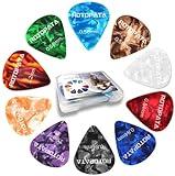 12 Pack Guitar Picks Plectrums with Organizer Storage Box, 0.58 0.84 1.2 mm Includes Thin Medium Heavy Thickness, Variety Colorful Celluloid Plectrums for Bass Electric Acoustic Guitars Ukulele