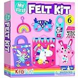 KRAFUN My First Beginner Felt Kit Unicorn Girl Animal Craft for Kids, Toddlers, Boys, Girls Age 3-6 Years Old, Include 6 DIY Handmade Arts and Crafts Projects, Activities Preschool Creative Toys