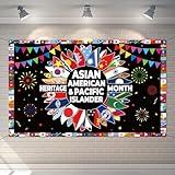 Buxiuer Asian American and Pacific Islander Heritage Month Photo Booth Backdrop AAPI Country Flags Decoration Bulletin Board Banner Wall Decor