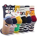 6 Pairs Women's Cute Cat Socks, Funny Novelty Animal Print Crew Cotton Socks Christmas Gifts for Women Girls