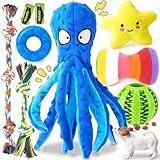 KIPRITII 9-Pack Interactive Puppy Dog Toys for Small Dogs No-Stuffing Squeaky Octopus-Shaped Toy, Cute Plush & Engaging Chew Toys for Puppy Teething to Keep Them Busy