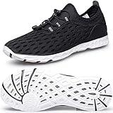 DOUSSPRT Women's Water Shoes Quick Drying Sports Aqua Shoes Blackwhite Size 9.5