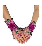 Specell Embroidery Flower Tassel Fingerless Gloves Tea Party Glove, Purple Vintage Bridal Gloves, Hand Purple Women's Short Tassel Glove.
