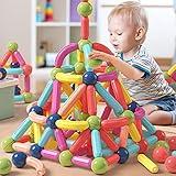 BAKAM Magnetic Building Blocks for Kids Ages 4-8, STEM Construction Toys for Boys and Girls, Large Size Magnetic Sticks and Balls Game Set for Kid’s Early Educational Learning (64PCS)