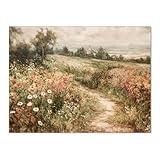 Haitunone Landscape Wildflower Wall Art Nature Botanical Floral Posters Retro Cottagecore Plant Paintings Canvas Prints for Farmhouse Living Room Wall Decor 12x16 inch Unframed