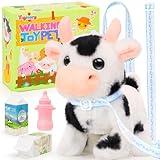 Tagitary Plush Toys Interactive Toys Cow for Kids,Walking Pet Toys Can Make Sounds,Wag Tail and Nod Head, Realistic Stuffed Cattle Toys Birthday Gift for Kids Toddlers