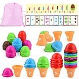 Sotodik Ice Cream Counting and Color Sorting Stacking Toys for Kids Boys Girls Age 3-5,Montessori Preschool Kindergarten Learning Activities Fine Motor Skill Toys, Number Math Games Learning Toy Gifts