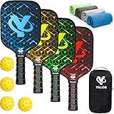 YILLOG Pickleball Paddles, USAPA Approved, Set of 4, Fiberglass Surface Pickleball Set, 4 Pickleball Balls, 4 Cooling Towels, Pickleball Bag, Pickle Ball Paddle for Men Women