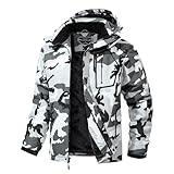 UTWGN Men's Ski Jacket Winter Warm Snow Coat Waterproof Windbreaker Hooded Work Outerwear Snowboarding Jackets