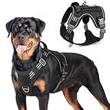 rabbitgoo Tactical Dog Harness for Large Dogs, No Pull Military Service Vest with Handle & Molle, Easy Control for Training Walking, Adjustable Reflective Straps, Black, L