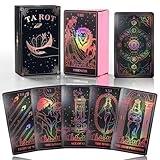 WJPC Rose Gold Edge Foil Tarot Card Decks Set with Guidebook&Gift Box for Beginner& Expert. Fortune Telling Game Cards for Tarot Decks.