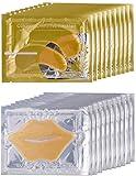 Theshiry 10 Pairs Collagen Crystal Eye Mask and 10 Pcs Collagen Crystal Lip Mask, Anti Aging Eye and Lip Mask, Collagen Crystal Mask Set (Gold)
