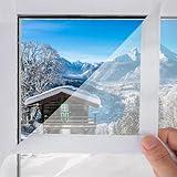 Window Insulation Kit Plastic 47'' x 63'' Winter Window Film Wrap Clear Weatherproofing Window Insulation Kits Winterizing Seal Kit with Adhesive Straps for Winter Keep Cold Out