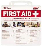 M2 BASICS Complete 321 Piece First Aid Kit | First Aid Kit for Home, Businesses, Vehicle Car | Emergency Kit, Emergency Medical Kit