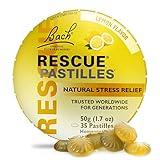 Bach RESCUE PASTILLES, Lemon Flavor, Natural Stress Relief Lozenges, Homeopathic Flower Essence, Vegetarian, Gluten & Sugar-Free, 35 Count