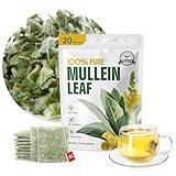 Premium 20 Mullein Tea Bags For Lungs - Pure Mullein Leaf | For Lung Health & Respiratory Wellness | Caffeine Free - No Additives & Non-GMO