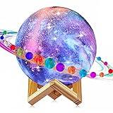 LOGROTATE Moon Lamp, Kids Night Light, 16 Colors Galaxy Lamp 3D Printing LED Moon Light with Stand, Remote&Touch Control, USB Rechargeable Gift for Women Kids Birthday, Bedroom Home Decor, 6.0 inch